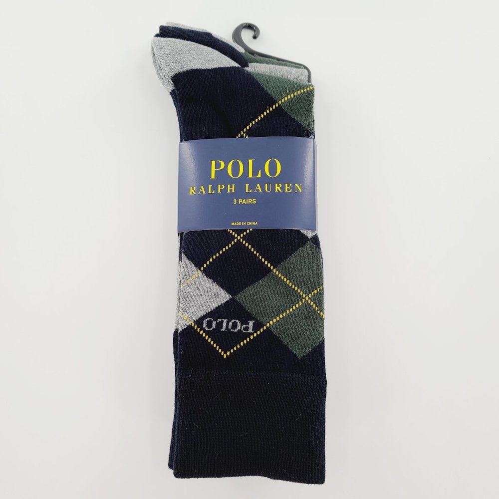 Polo Ralph Lauren 3 Pairs Dress Socks Argyle Men's